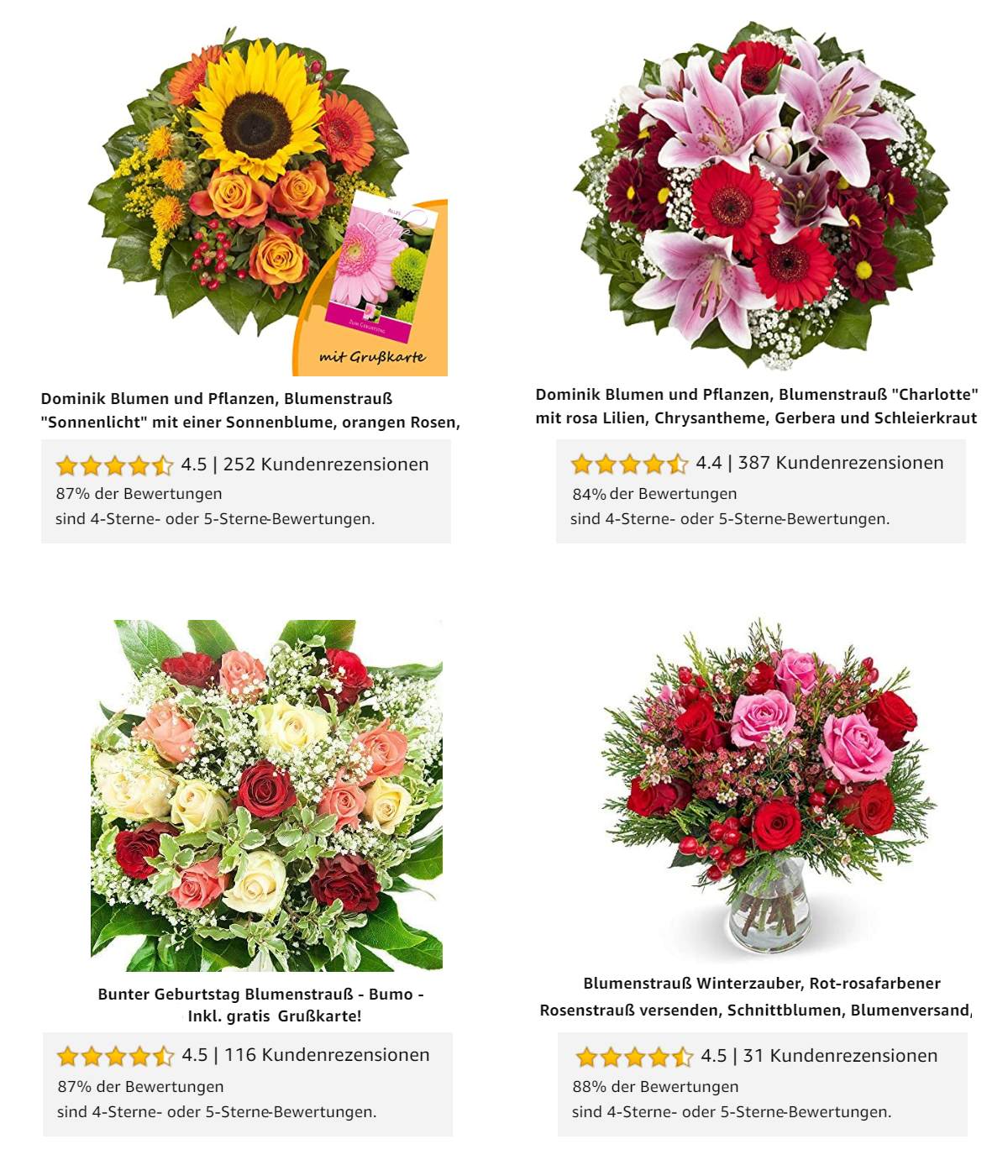 Die am besten bewerteten Blumensträuße vom Amazon Blumenversand